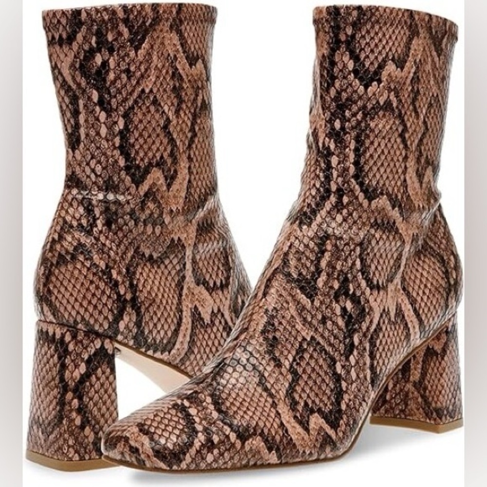 Steve Madden Snake-Print Block Heel Ankle Boots - Women Size 8